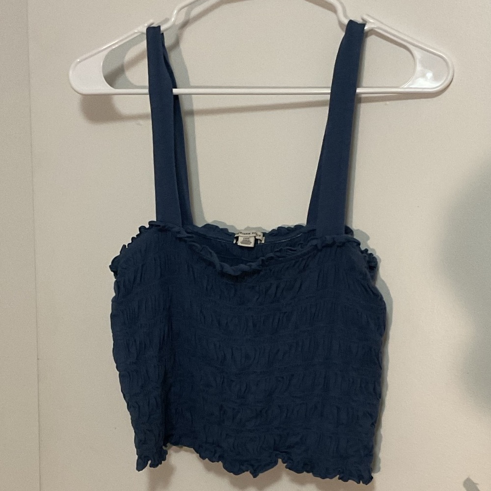 American Eagle Outfitters Navy Ruffled Tank Top